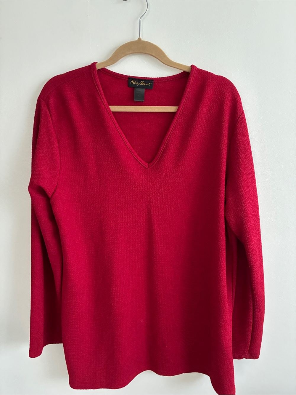 Ashley Stewart Vibrant Red V-Neck Knit Sweater